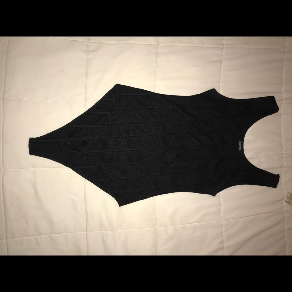 BOOHOO ribbed black bodysuit